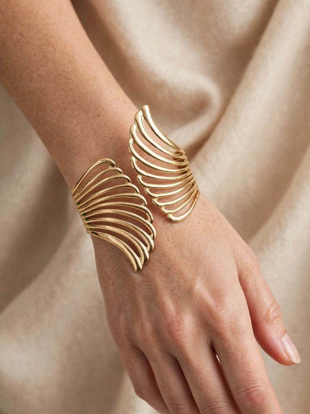 Elegant Gold Wing Cuff Bracelet - Women Jewelry